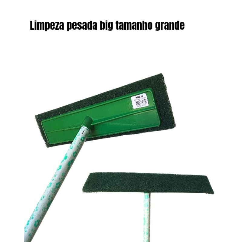 Kit 2 a 6 Rodos limpeza pesada big 40 cm esponja abrasiva sem cabo