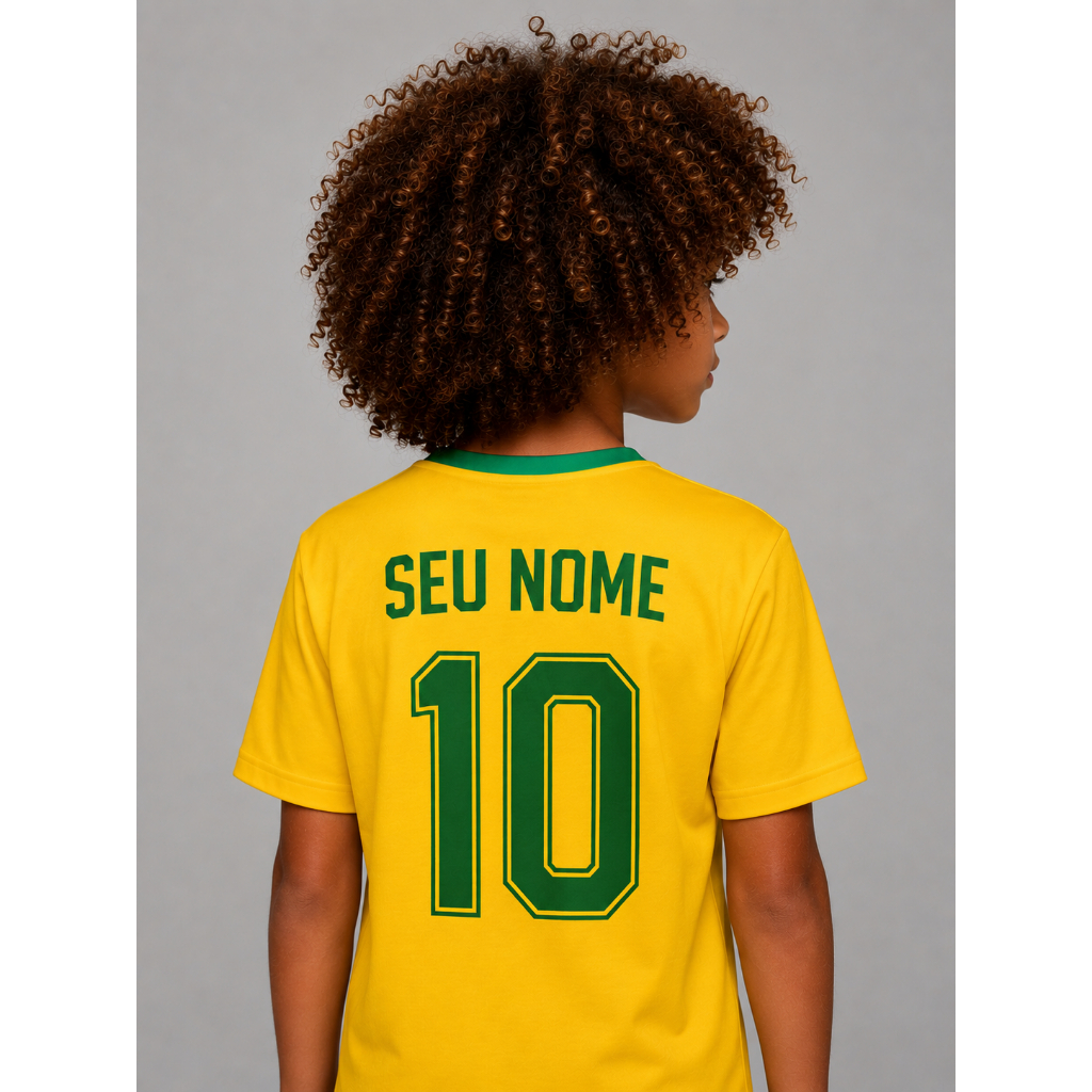 Camiseta Personalizada do Brasil numero 10 e adulta e infantil para criança para copa seu nome aqui
