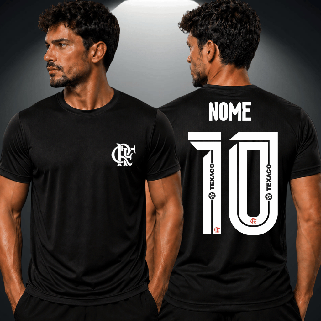 Camiseta Masculina Dry Fit Flamengo Mengão Com Seu Nome Personalizado Camisa DryFit Futebol