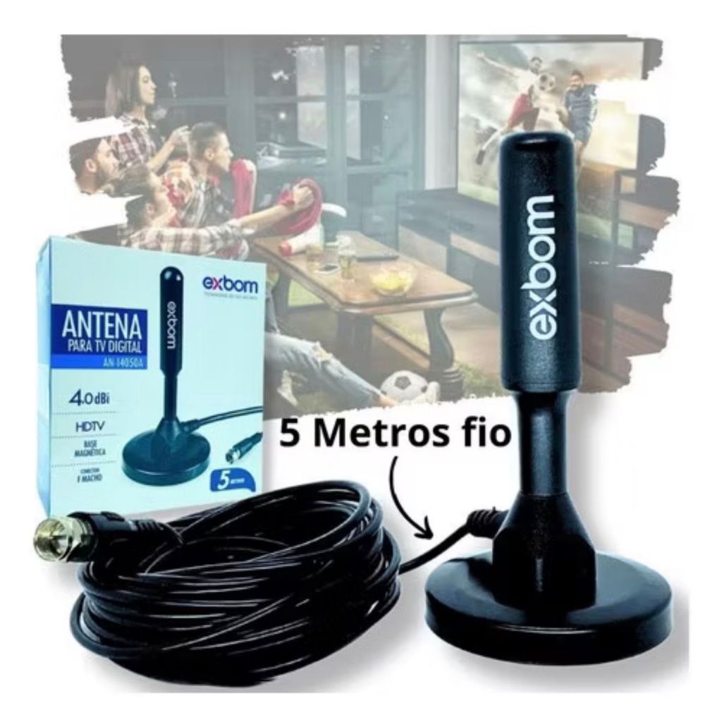 Antena Digital Hd Para Tv Samsung LG Smart Led Lcd 4k 3d Interna externa Uhf 5 metros de cabos exbom sinal forte 4dbi