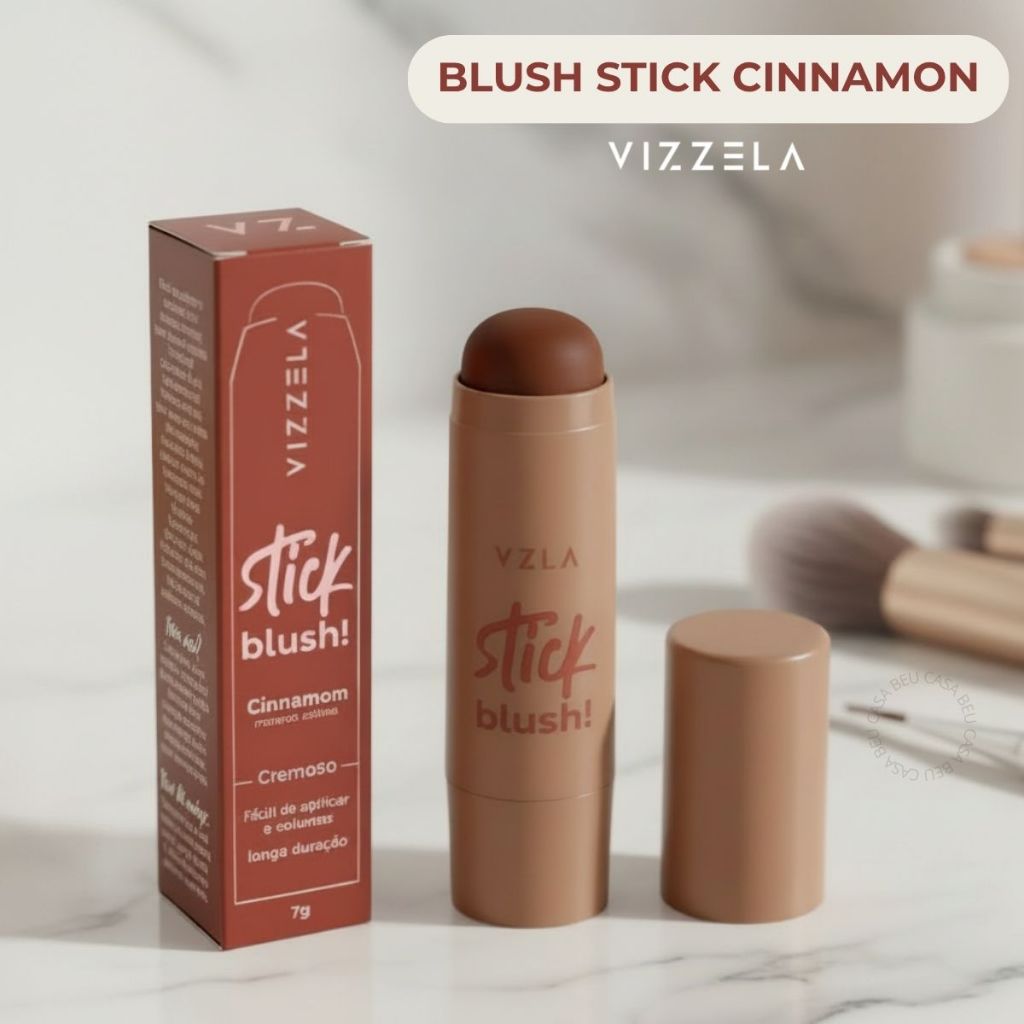 Blush Bastão Stick Cinnamon Canela Marrom Bastão Original Vegano Vizzela