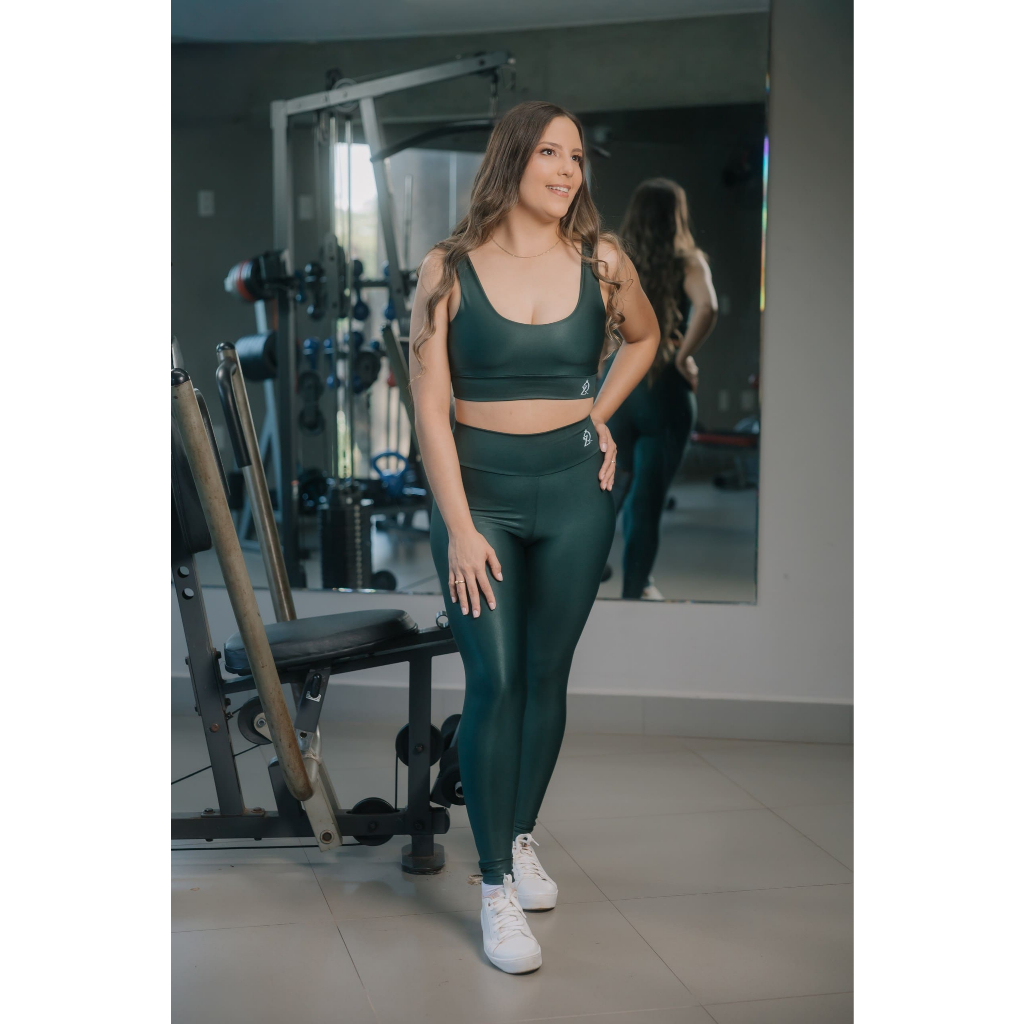 Conjunto Academia Feminino Cintura Alta Levanta Bumbum Sem Transparência Top + Calça Fitness