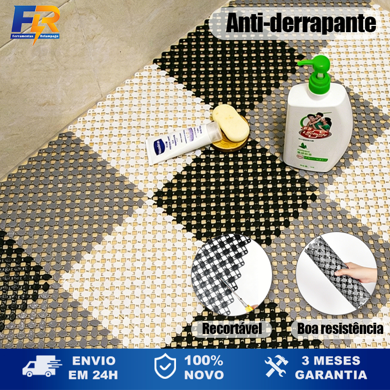 Kit Tapete Modular 30x30cm Antiderrapante para Banheiro Box e Vestiario Kit com 6 ou 12 Pecas