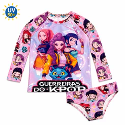 Guerreiras do K-Pop Biquíni Infantil Menina Proteção Solar Roupa Praia Infantil