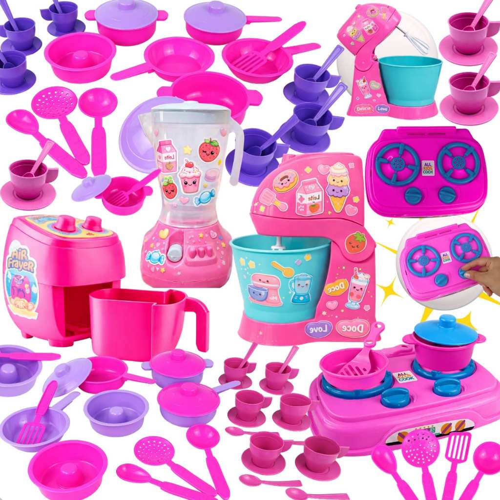 Brinquedo Cozinha Infantil Fogão CookTop Batedeira Panelinhas Utensílios Educativo