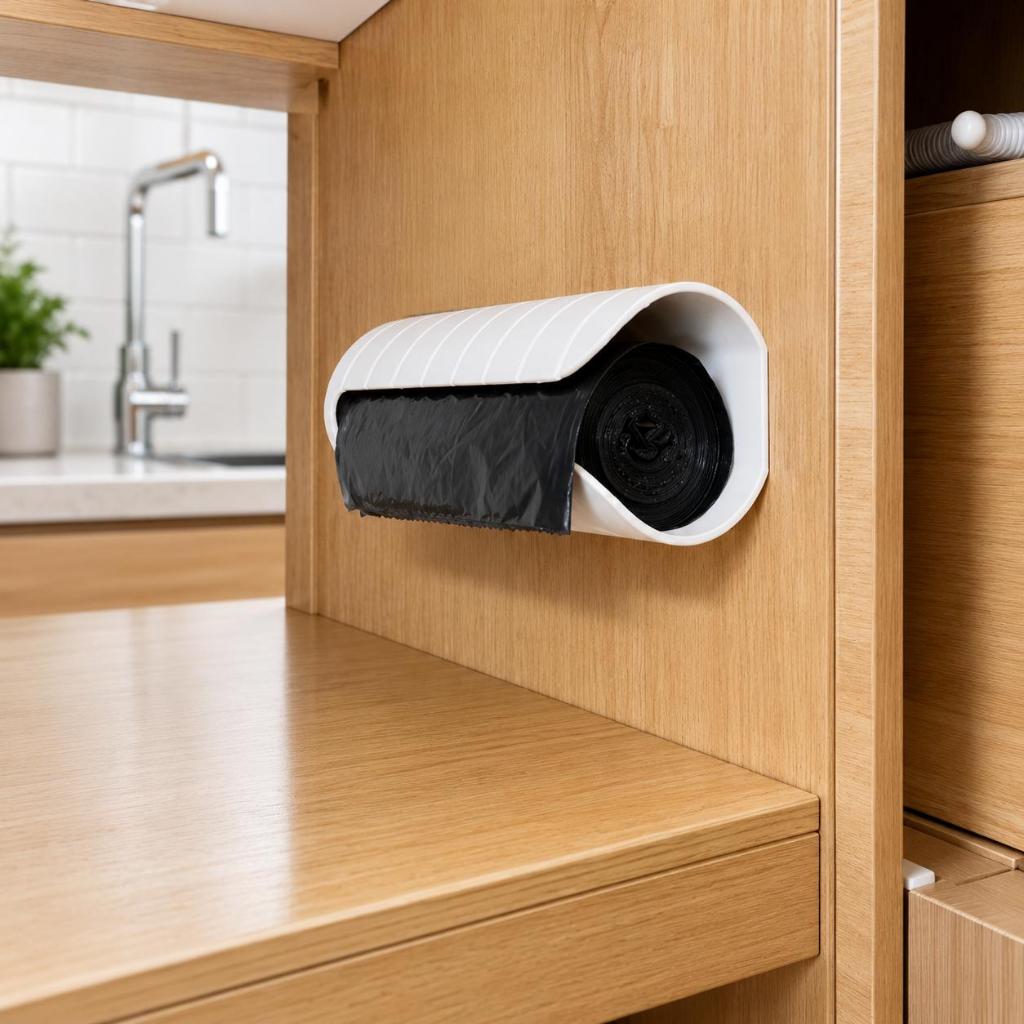 Suporte Porta Saco de Lixo Adesivo Organizador Cozinha Compacto Dispolas para Cozinha Moderna