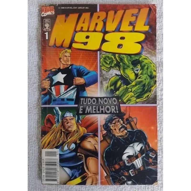 MARVEL 98 /abril - N° 1 TUDO NOVO E MELHOR! (Capitão América /THOR /HULK /Demolidor /Justiceiro) Conservado