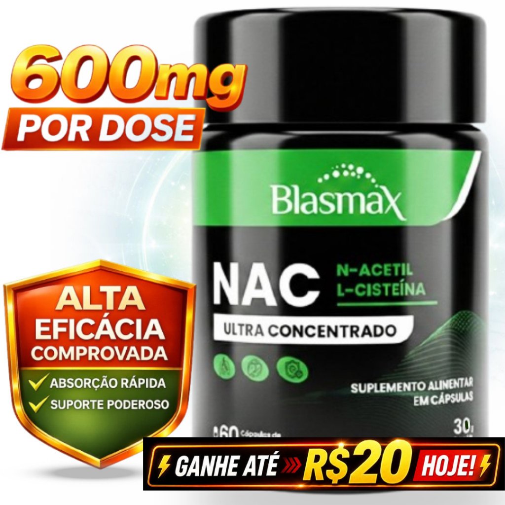 NAC Ultra Concentrado | N-Acetil L-Cisteína, Antioxidante e Suporte ao Fígado - 60 Cápsulas Original