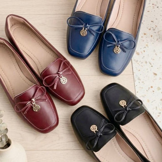 mocassim sapatilha feminina bico quadrado lacinho fivela dourada