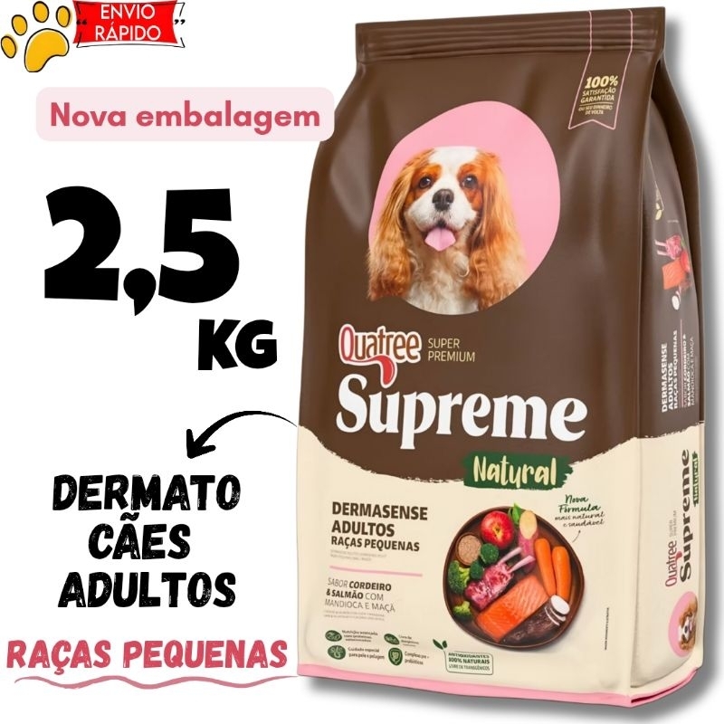 Ração Quatree Supreme Dermato 2,5kg Cães Adultos Raças Pequenas Dermasense