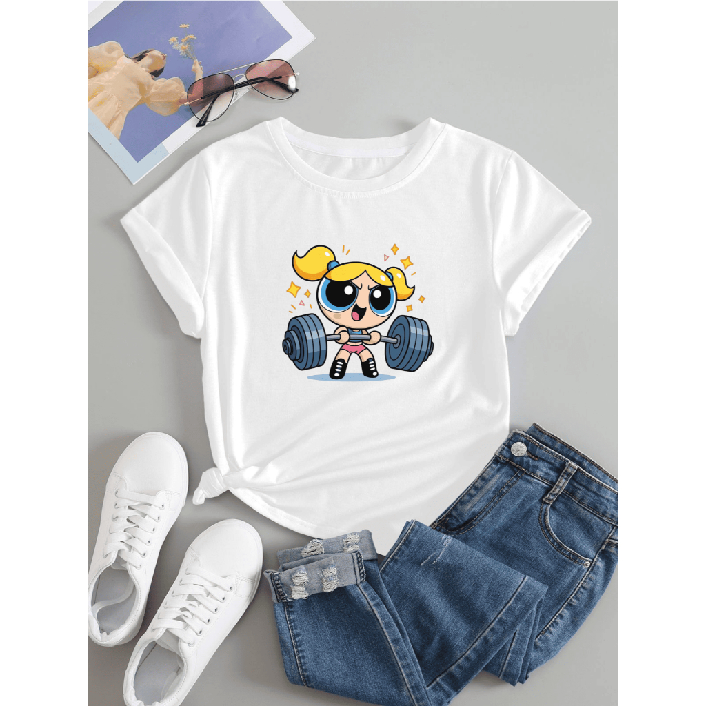 Camiseta  Meninas Superpoderosas Lindinha Academia Feminina Treino Gym 100% Algodão