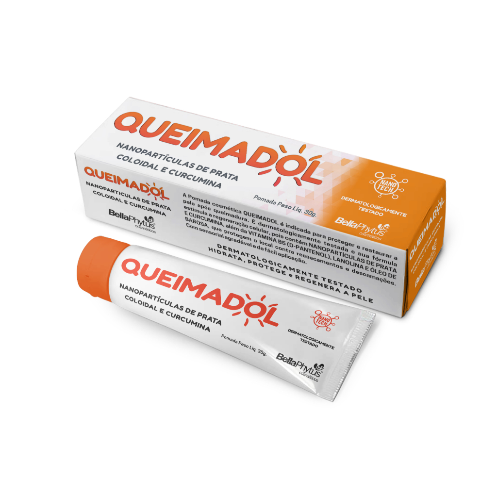 Pomada Queimadol 30g D-Pantenol Prata Coloidal Curcumina Babosa Lanolina Sem Parabenos Uso Externo