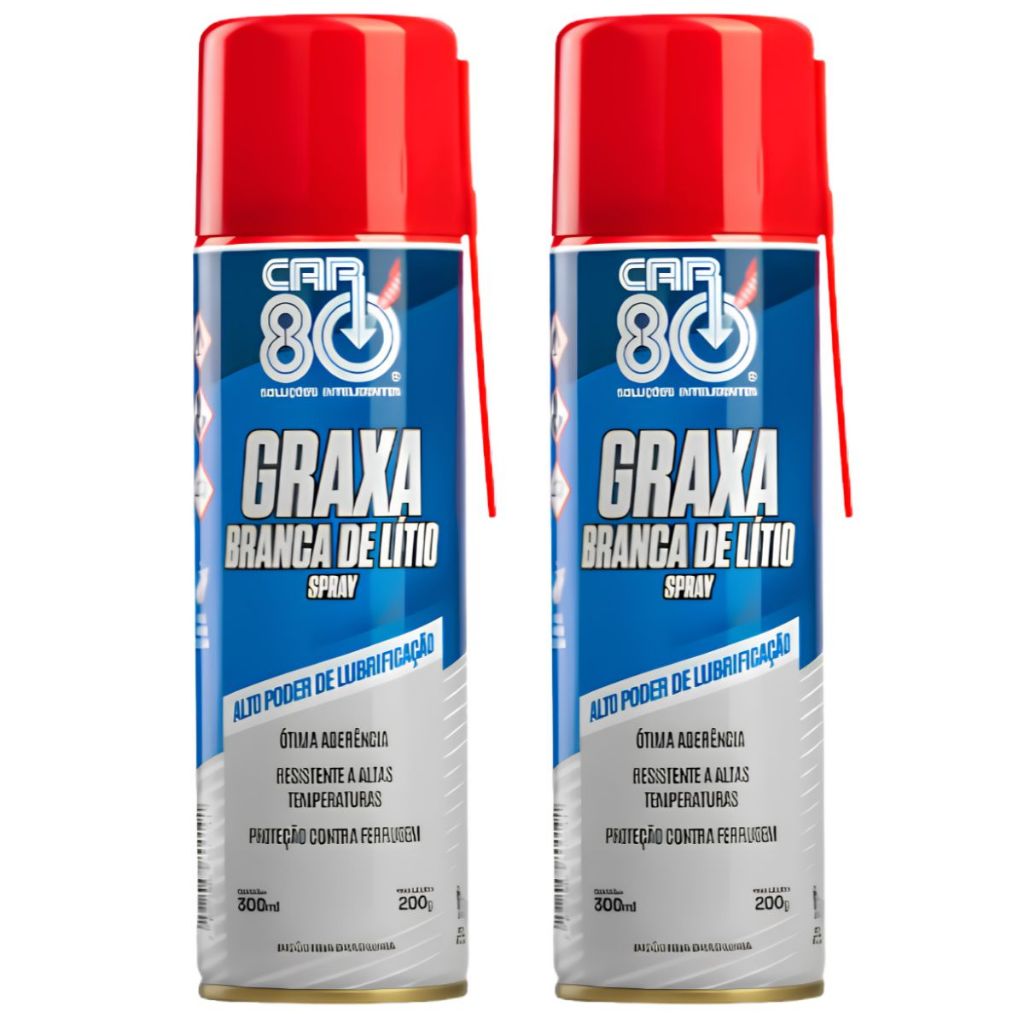 Kit 2 Graxa Branca Lítio CAR 80 - Lubrificante Multiuso e Resistente