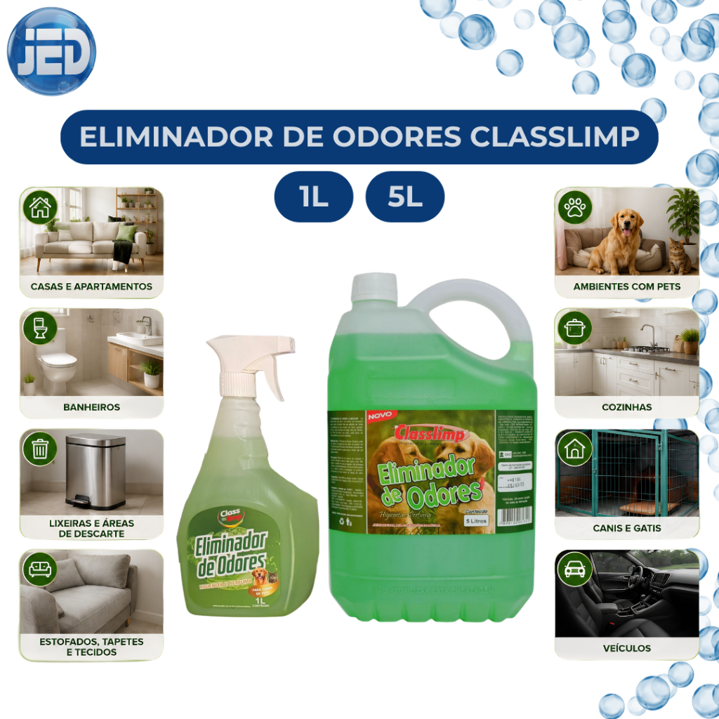 Eliminador de Odores Classlimp Neutralizador de Cheiros Ambientes Jardins Banheiros Gato Cães