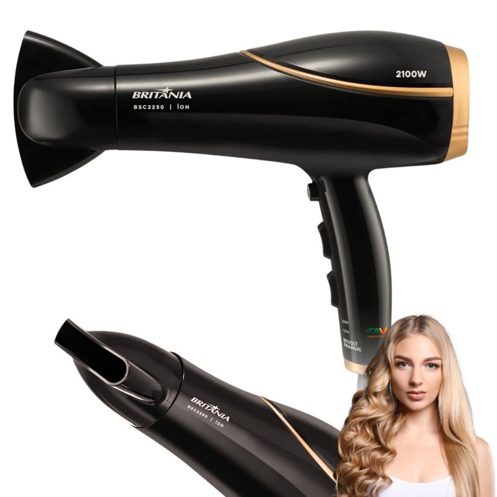 Secador De Cabelo Britania PROFISSIONAL 2200W Ar Frio E Quente Bivolt 3 Temperaturas
