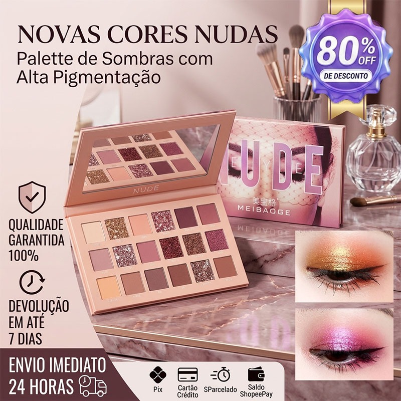 18cor Paleta de sombras Febella New Nude/ Cores Nude de alta pigmentação