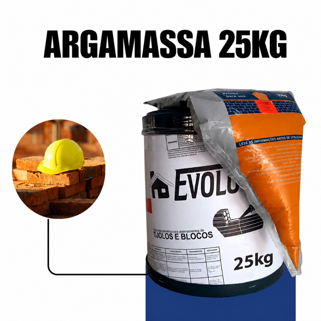 Argamassa Polimérica Evolumix 25kg Cimento Para Colar Bloco Concreto Tijolo Sem Areia e Sem Água