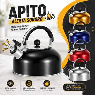 Chaleira Aco  Inox Com  Apito  Sonoro Ferve Rápido Fogão Gás Indução Elétrico Chaleira Com Apito