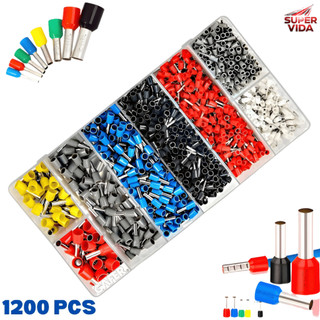 Kit 1200 Terminais Elétricos Tubulares 0,5-10mm² Cobre Isolado com Maleta