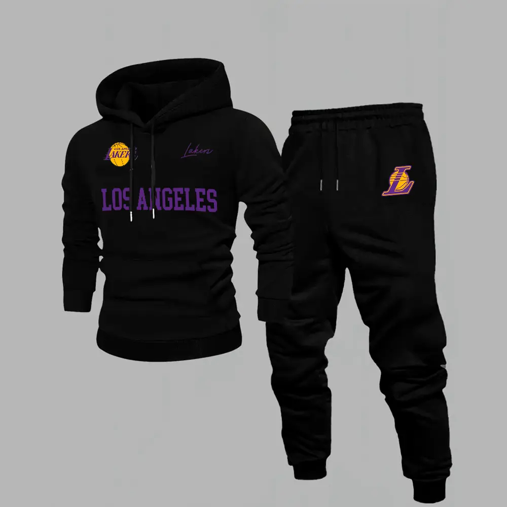 Conjunto Moletom Masculino Grosso Lakers Los Angeles Confortavel Estiloso Streetwear Y2k
