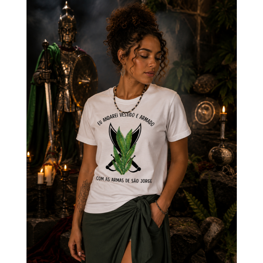 Camiseta Umbanda Ogum São Jorge Oração - Umbanda Candomblé - Unissex
