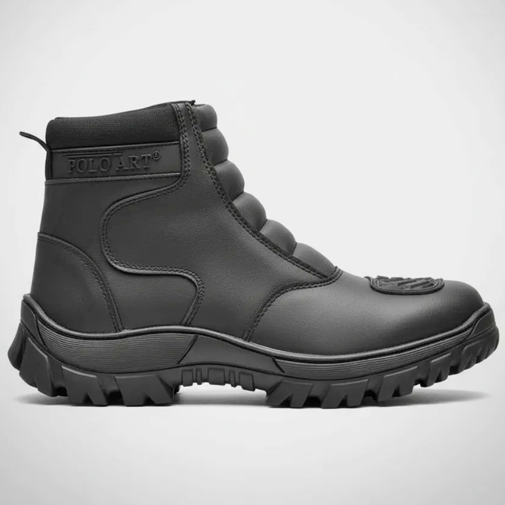 Bota Motociclista Coturno Motoqueiro Zíper Lateral Calce Fácil Conforto Premium Protetor de Marcha e Bico Reforçado