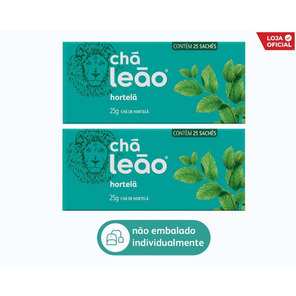 Chá Leão Hortelã - 2 Caixas com 25 Sachês