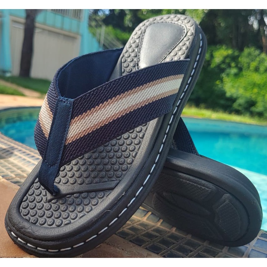 Chinela De Dedo Anti Stress Palmilha Anatômica Masculina Em Couro Legítimo Moderna Oferta