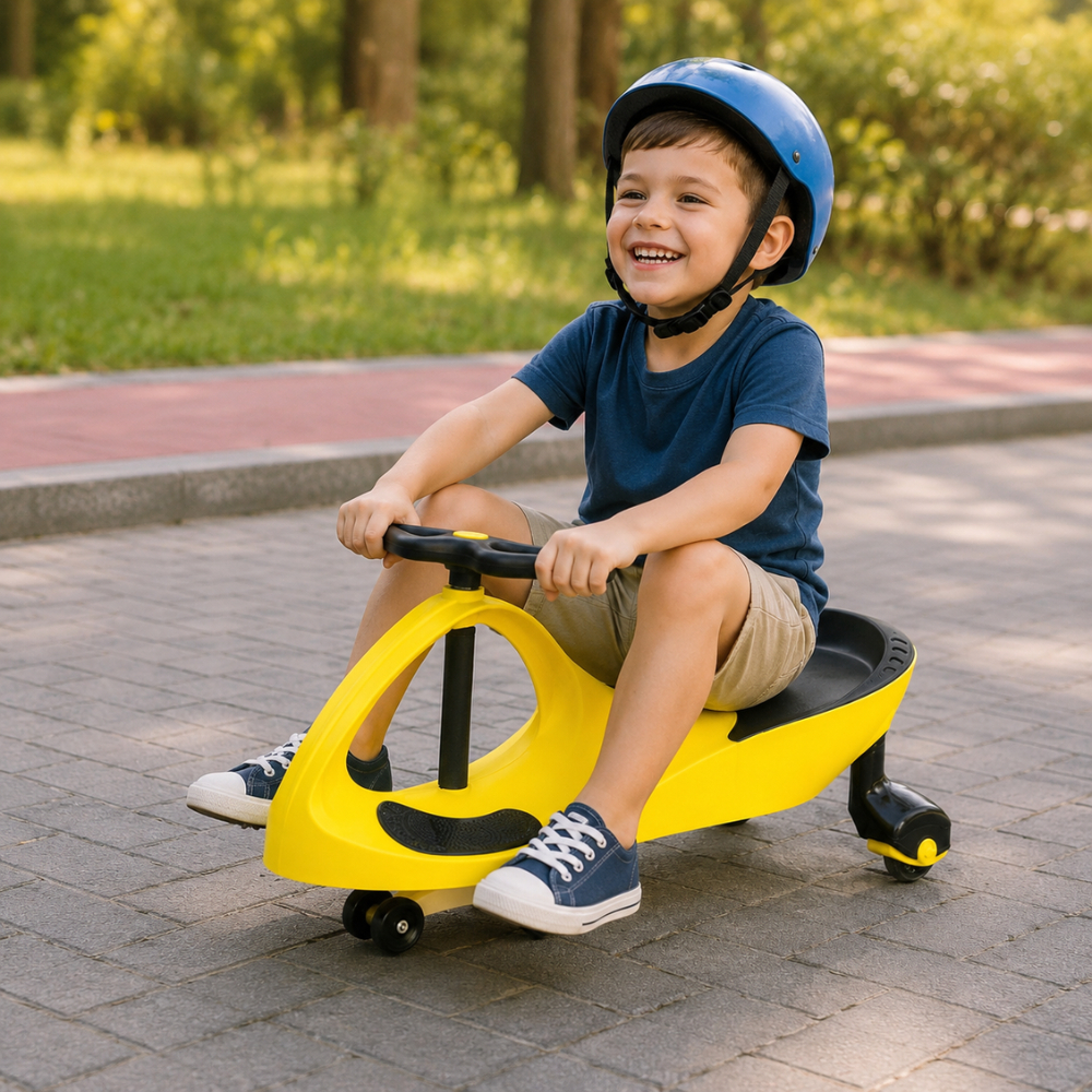 Carrinho De Rolimã Infantil Super Car Giratório 360° Até 100kg Amarelo