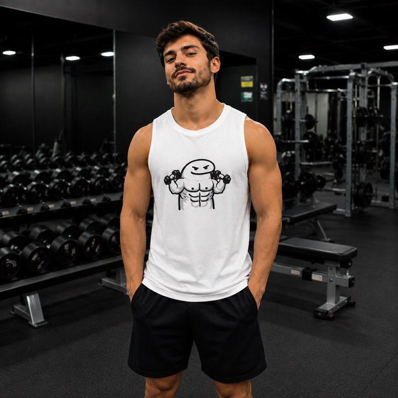 Camiseta Regata Masculina Fitness Algodão Premium | Camiseta Academia Estampada Dry Conforto Treino Casual
