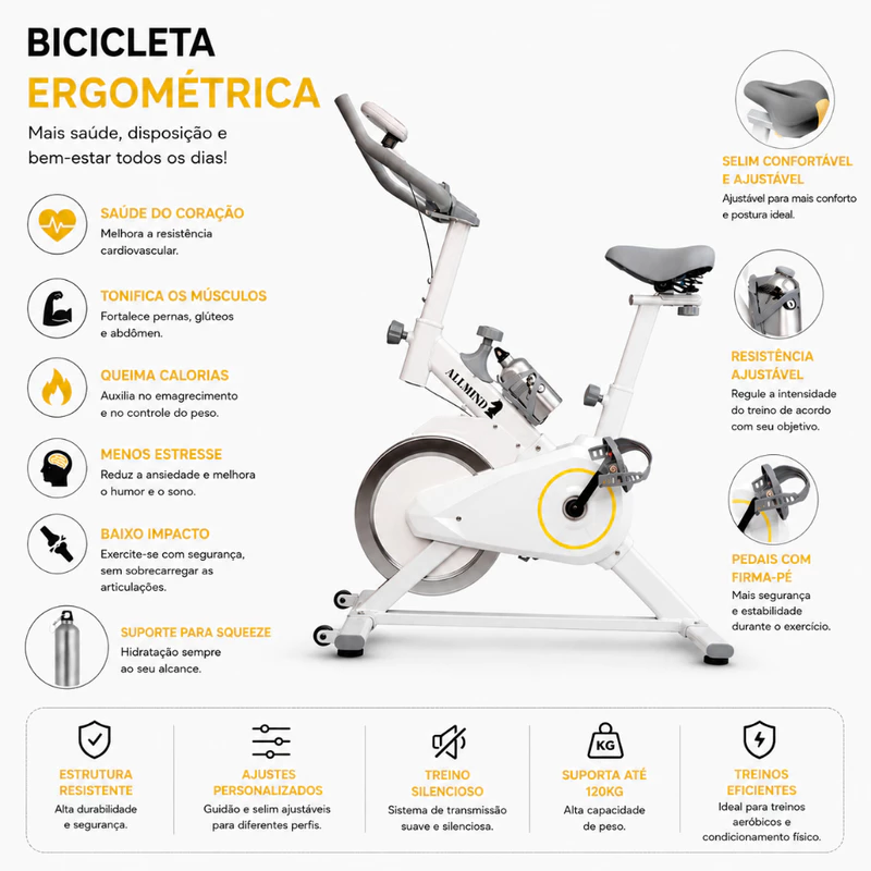Bike Ergométrica Fitness com Painel Digital e Squeeze 120kg — foto 5