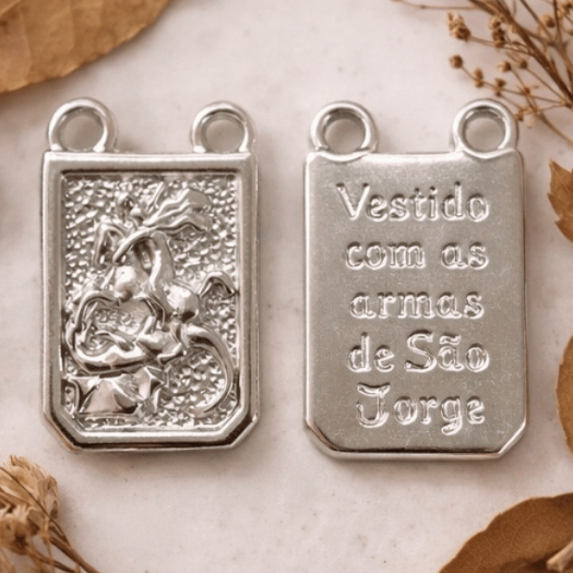 KIT 10 Pingente Escapulário Medalha São Jorge Níquel Brilhante Para Terço Colar Artesanato Religioso