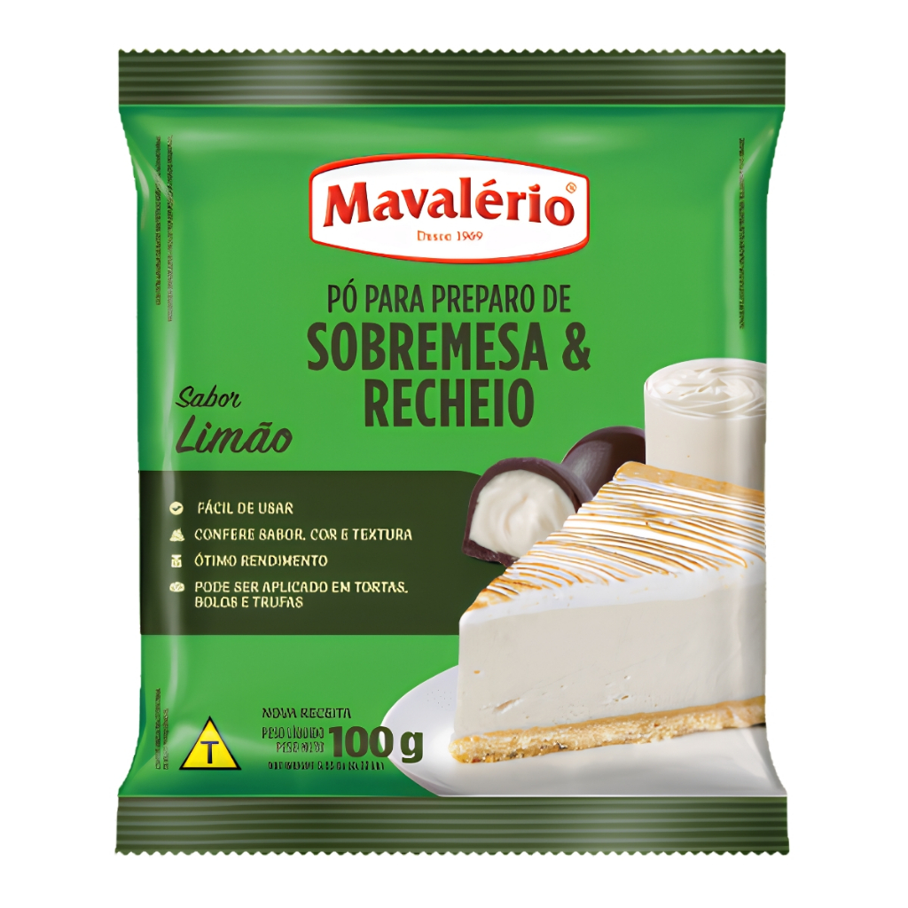Pó Preparo De Sobremesa e Recheio Sabor Limão 100g Mavalério
