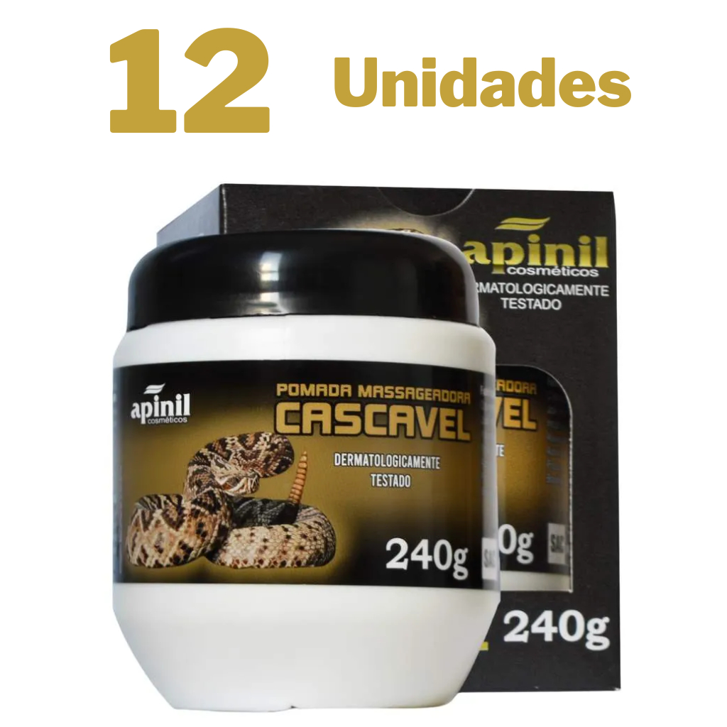 Kit 12 Pomada Massageadora Cascavel 240g Apinil