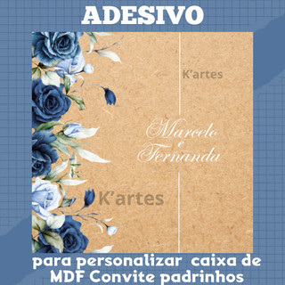 kit 10 adesivos AZUL personalize caixa de MDF convite padrinhos de casamento