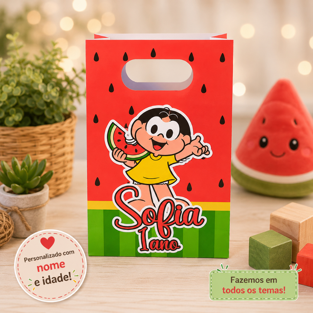 Sacolinha Personalizada Magali para lembrancinha de Festa Infantil – Aniversário – Pegue e Monte