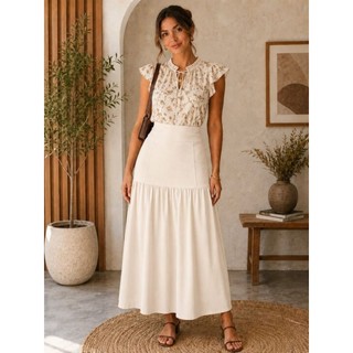 saia godê elegante de tricoline algodão forrado
