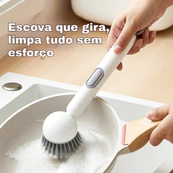 Escova para Lavar Panela com Porta Detergente Cabo Longo e Cabeça Ajustável em 6 Posições