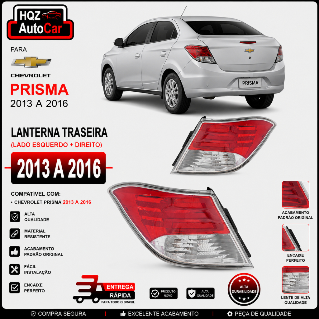 Lanterna Traseira Prisma 2013 a 2016 Ré Cristal