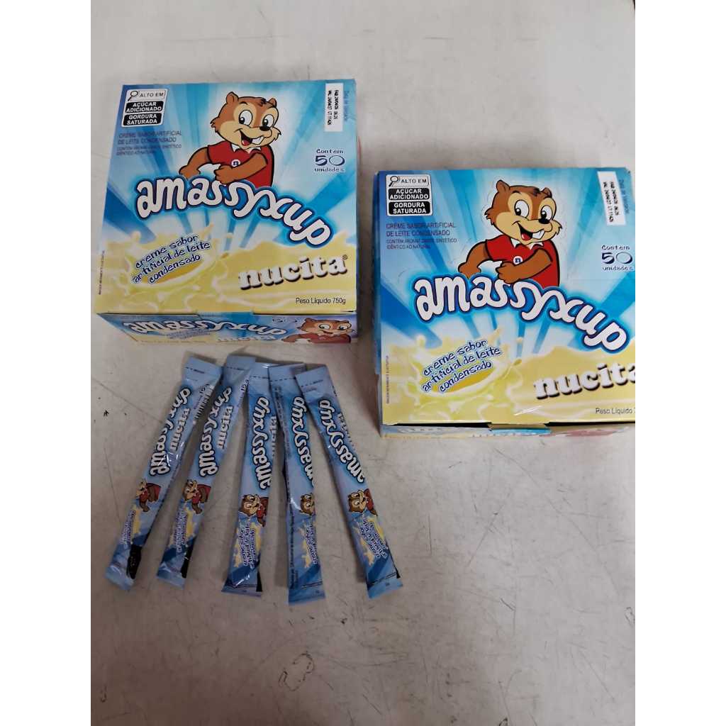 kit 02 caixas Creme de Leite Condensado Amassyxup Nucita 15g - ( kit com 100 unds) Doce