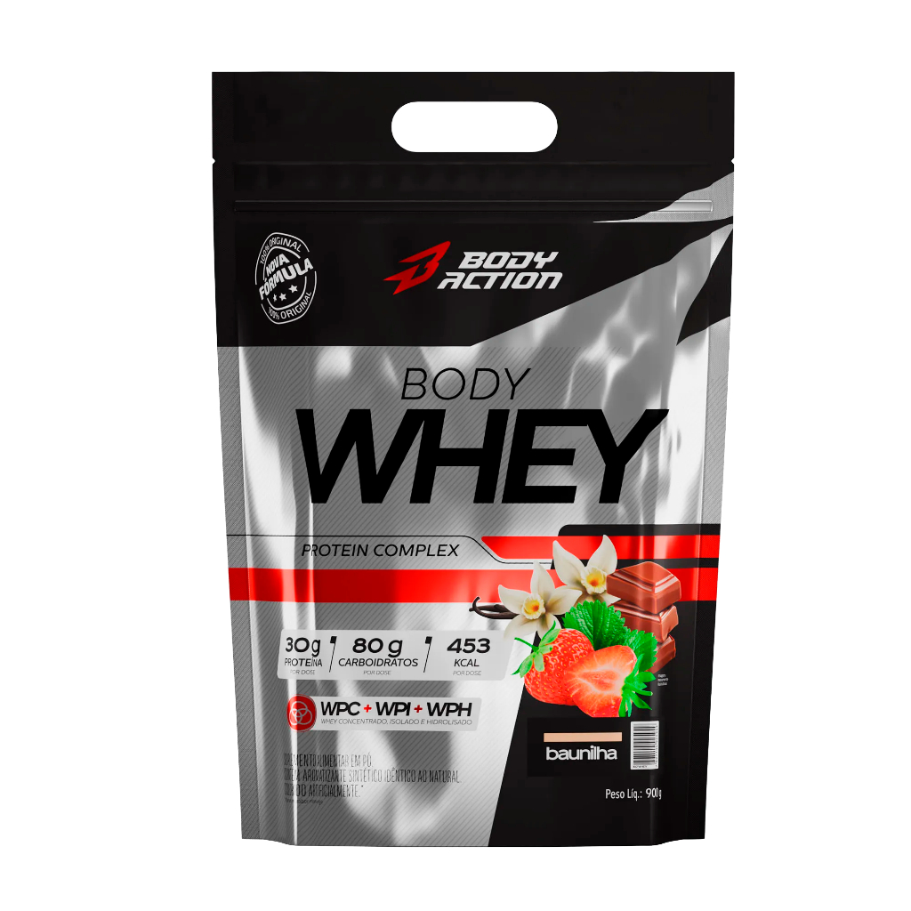 Embalagem do Bodyaction Body Whey Protein Complex Refil 900g - Whey Protein Concentrado Isolado Hidrolisado