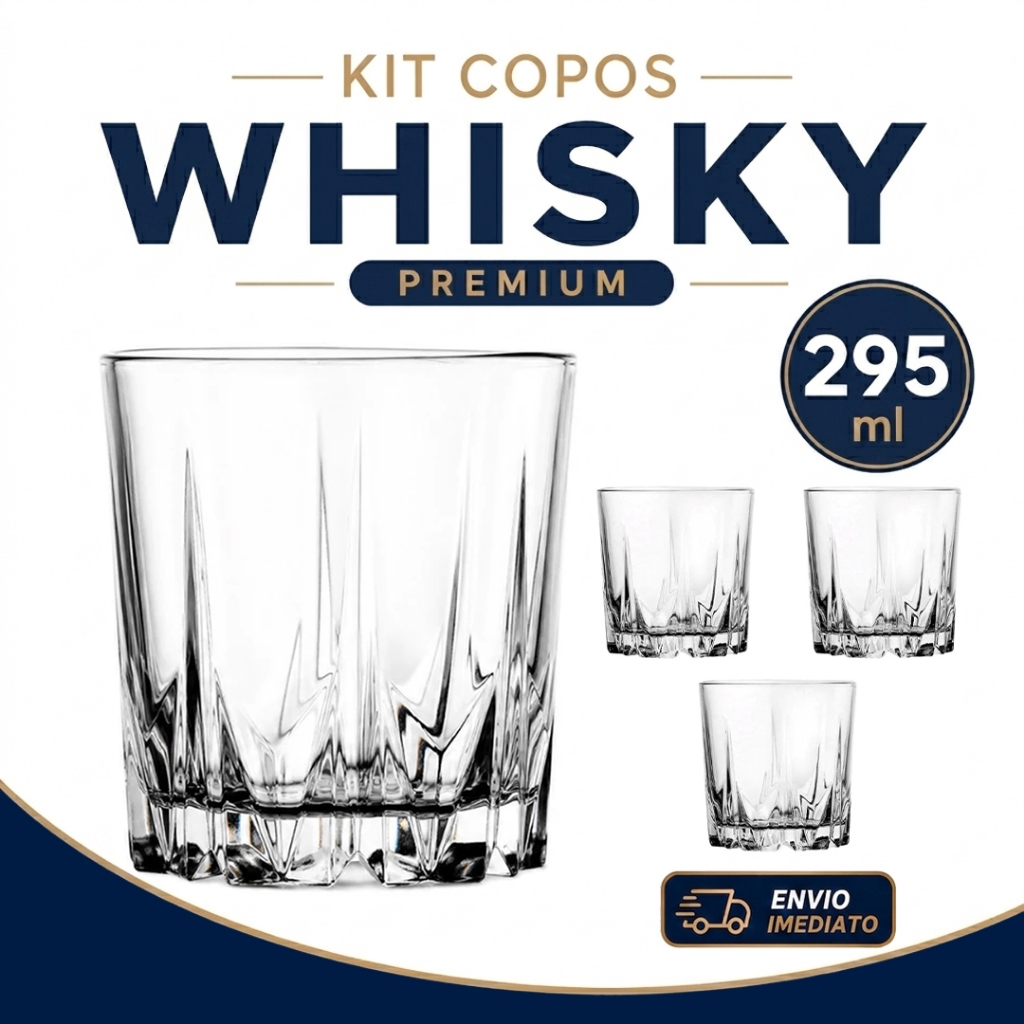 Kit Copo Pasabahce Karat 295ml Ideal para Whisky Drinks e Coquetéis Vidro Robusto e Sofisticado