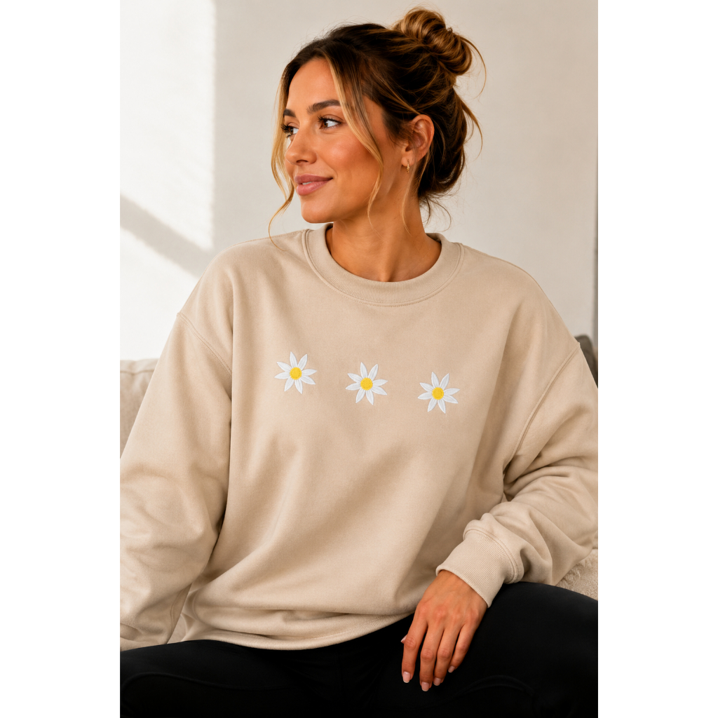 Moletom Gola Redonda Feminino Estampado Flores Blusa De Frio Careca Casaco Flanelado