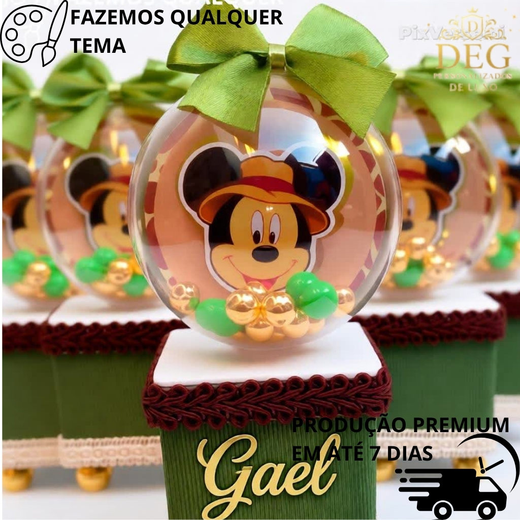 Kit Caixa Acrílica com Esfera Personalizada Luxo - Todos os temas