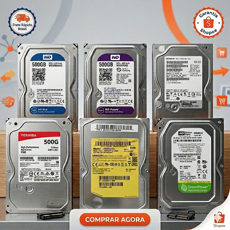 HD 500GB 3.5” Para PC DESKTOP SATA Marcas Variadas Desktop PC 100% Testado