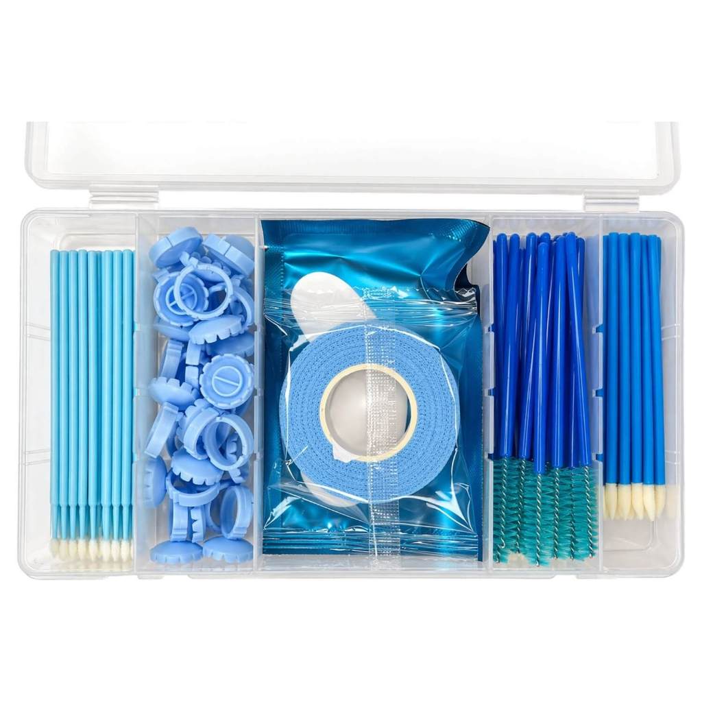 Kit Estojo Extensão Cílios Completo Escovinha Microbrush Batoque Pads Transpore
