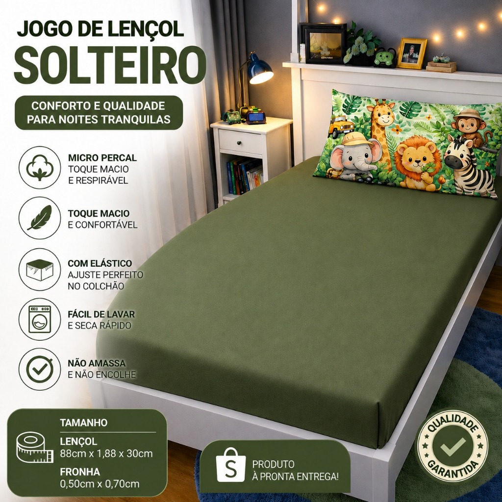 Kit Jogo De Lençol 400 Fios Micro Percal Solteiro + Fronha Estampada Infantil Lençol Com Elastico