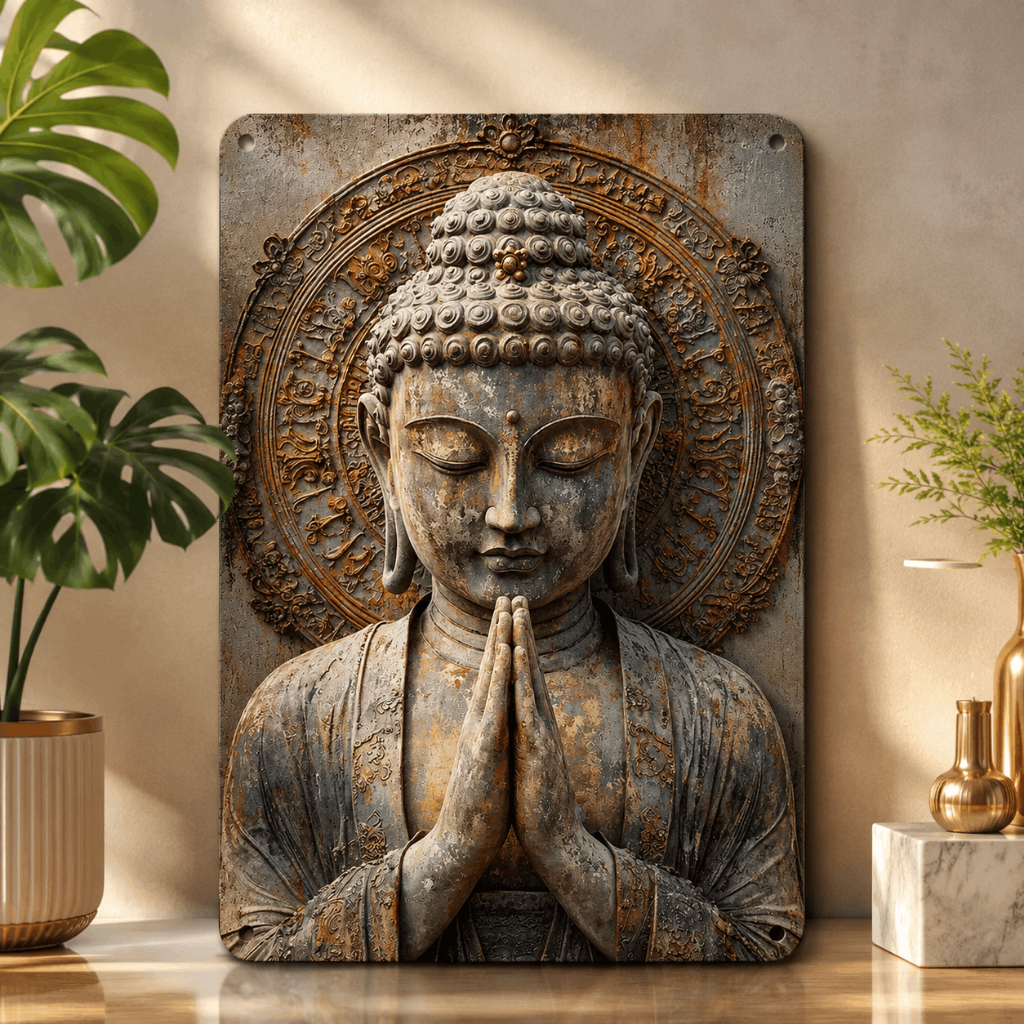 Imagem Quadro Decorativo Buda Zen Meditação Oriental Religioso MDF Sala Quarto Escritório