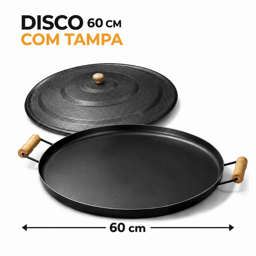 Disco de Arado Gigante 50 cm Circunferência 60 cm Cabo a Cabo Com ou Sem Tampa de Alumínio