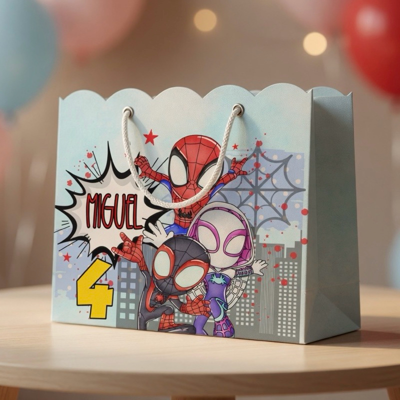Sacolinha SPIDEY E SEUS AMIGOS Personalizada / Bolsinha Lembrancinha Aniversário / PEGUE E MONTE